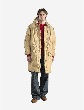 Abrigo largo acolchado con capucha y bolsillos para hombre de giesto