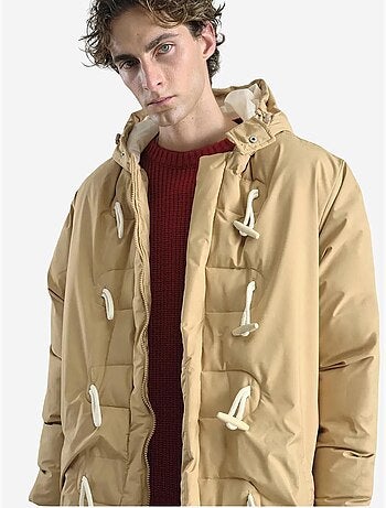 Abrigo largo acolchado con capucha y bolsillos para hombre de giesto