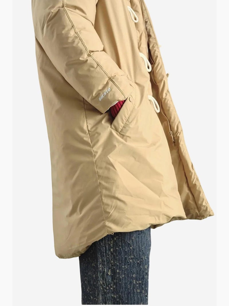 Abrigo largo acolchado con capucha y bolsillos para hombre de giesto Beige arcilla - Kiabi