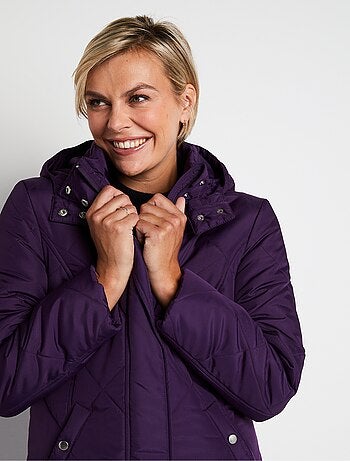 Abrigo largo acolchado de invierno con capucha. - Afibel