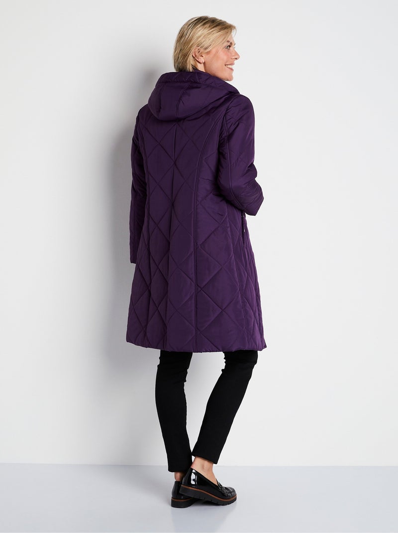 Abrigo largo acolchado de invierno con capucha. - Afibel Violeta - Kiabi
