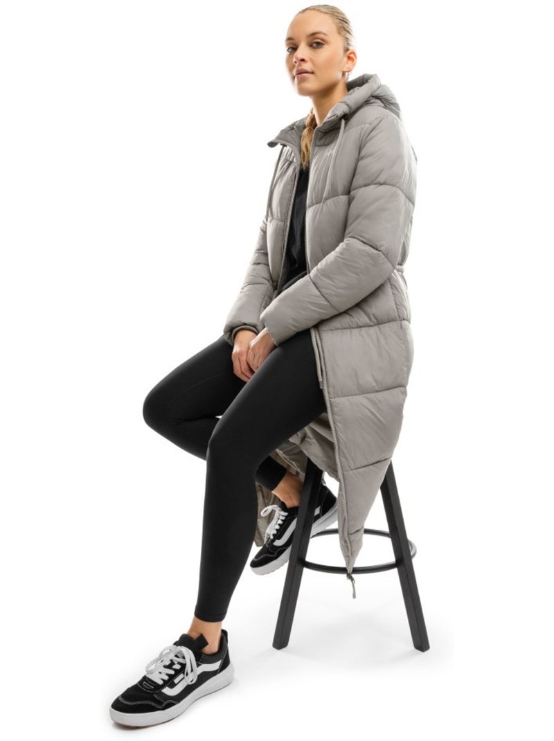 Abrigo largo acolchado mujer lifestyle mujer hemisphere Blanco Gris - Kiabi