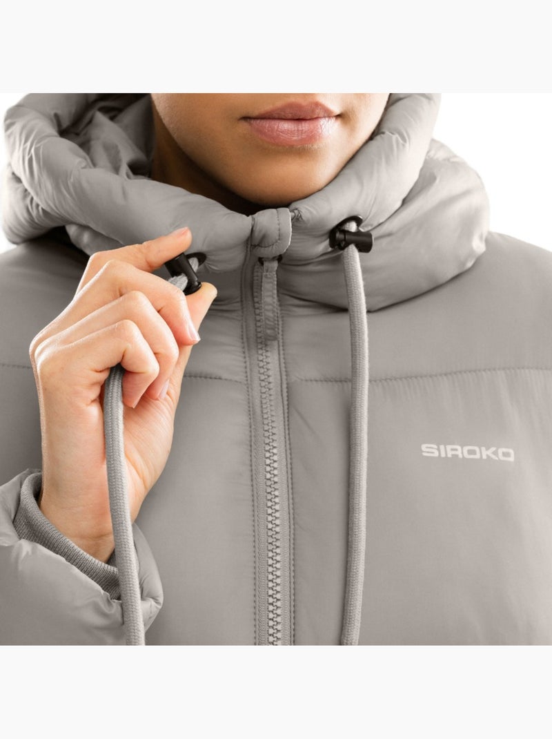 Abrigo largo acolchado mujer lifestyle mujer hemisphere Blanco Gris - Kiabi
