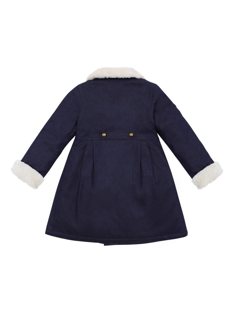 Abrigo Largo Azul Marino de Denim para Niña | Cuello de Pelo Sintético | ANOUSHKA Azul marino - Kiabi