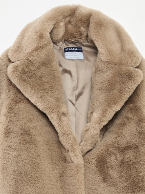Abrigo largo cálido efecto peluche - Kiabi
