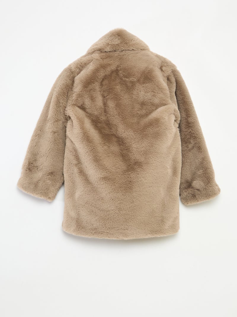 Abrigo largo cálido efecto peluche Gris - Kiabi
