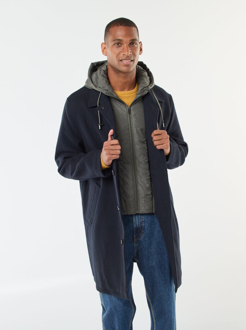 Abrigo largo cálido y elegante Azul - Kiabi