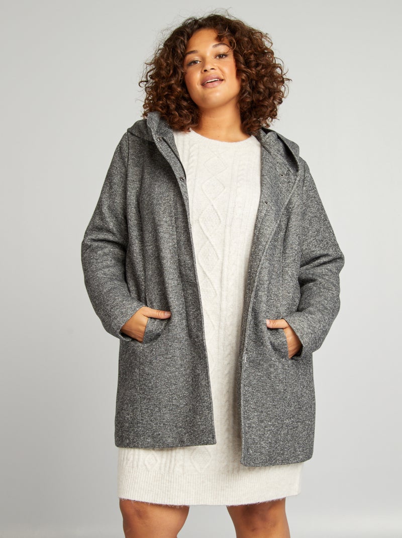 Ropa Abrigo Talla Grande Mujer Kiabi Abrigo Largo Con Capucha Gris