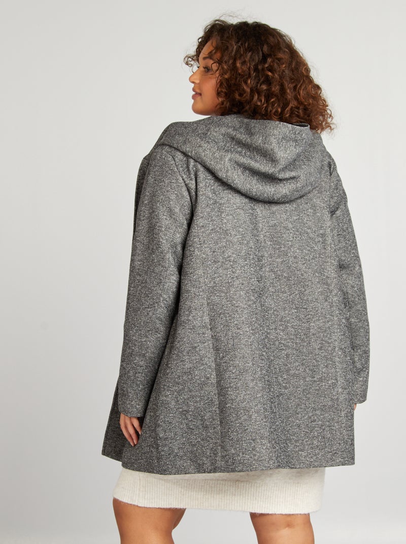 Abrigo largo con capucha Gris - Kiabi