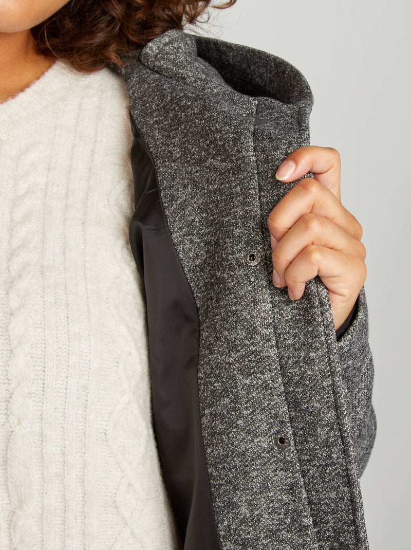 Abrigo largo con capucha Gris - Kiabi