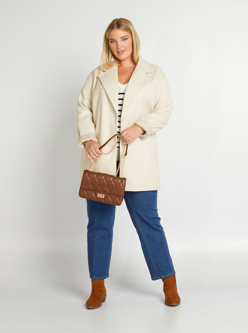 Abrigo largo con cuello sastre BEIGE - Kiabi