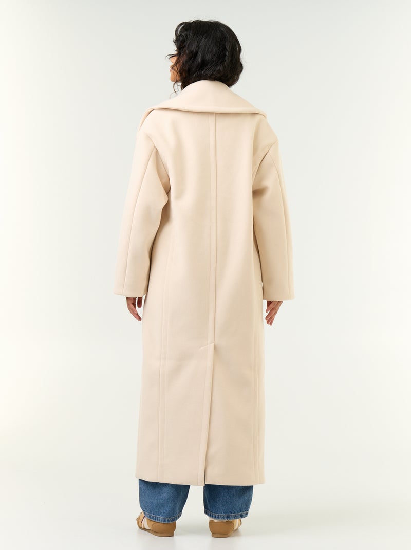 Abrigo largo de falsa lana Beige - Kiabi