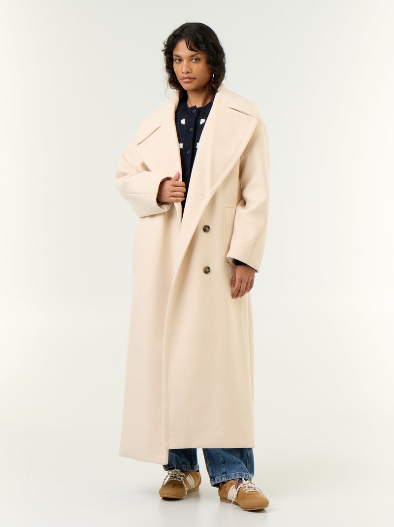 Abrigo largo de falsa lana Beige - Kiabi