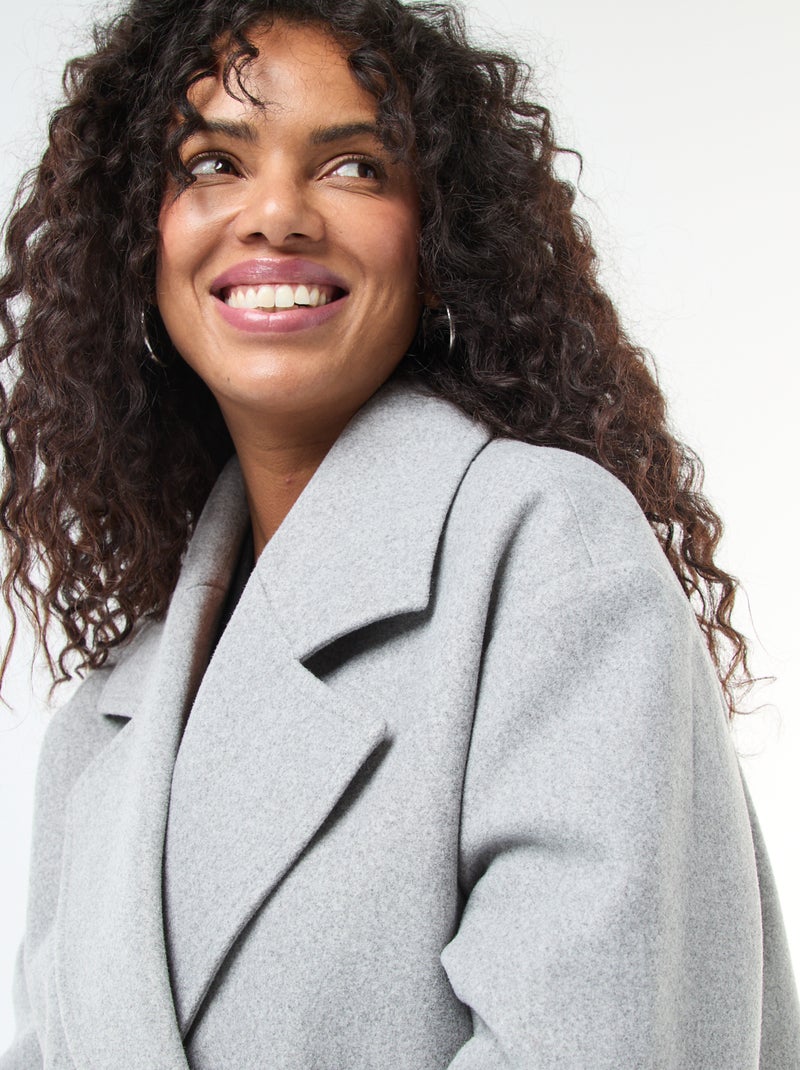 Abrigo largo de imitación de lana Gris - Kiabi