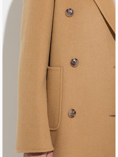 Abrigo largo de lana con cuello sastre - Afibel - Kiabi