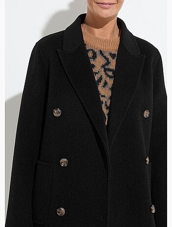 Abrigo largo de lana con cuello sastre - Afibel