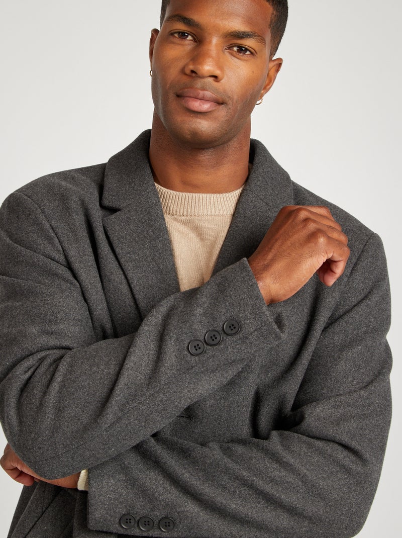 Abrigo largo de mezcla de lana GRIS - Kiabi