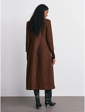 Abrigo largo de tweed texturizado