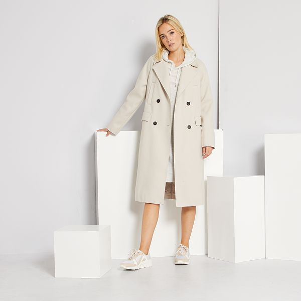 abrigo largo blanco mujer