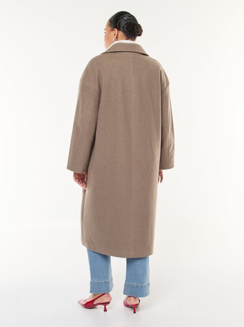 Abrigo largo efecto lana con 2 bolsillos con solapa - Kiabi