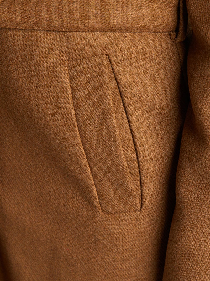 Abrigo largo efecto lana MARRON - Kiabi