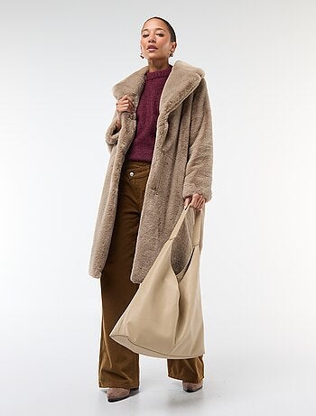 Abrigo largo efecto pelo