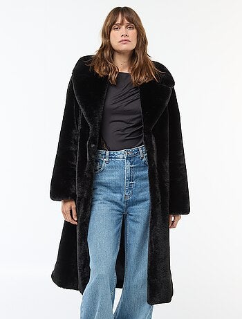 Abrigo largo efecto pelo