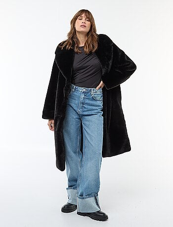 Abrigo largo efecto pelo