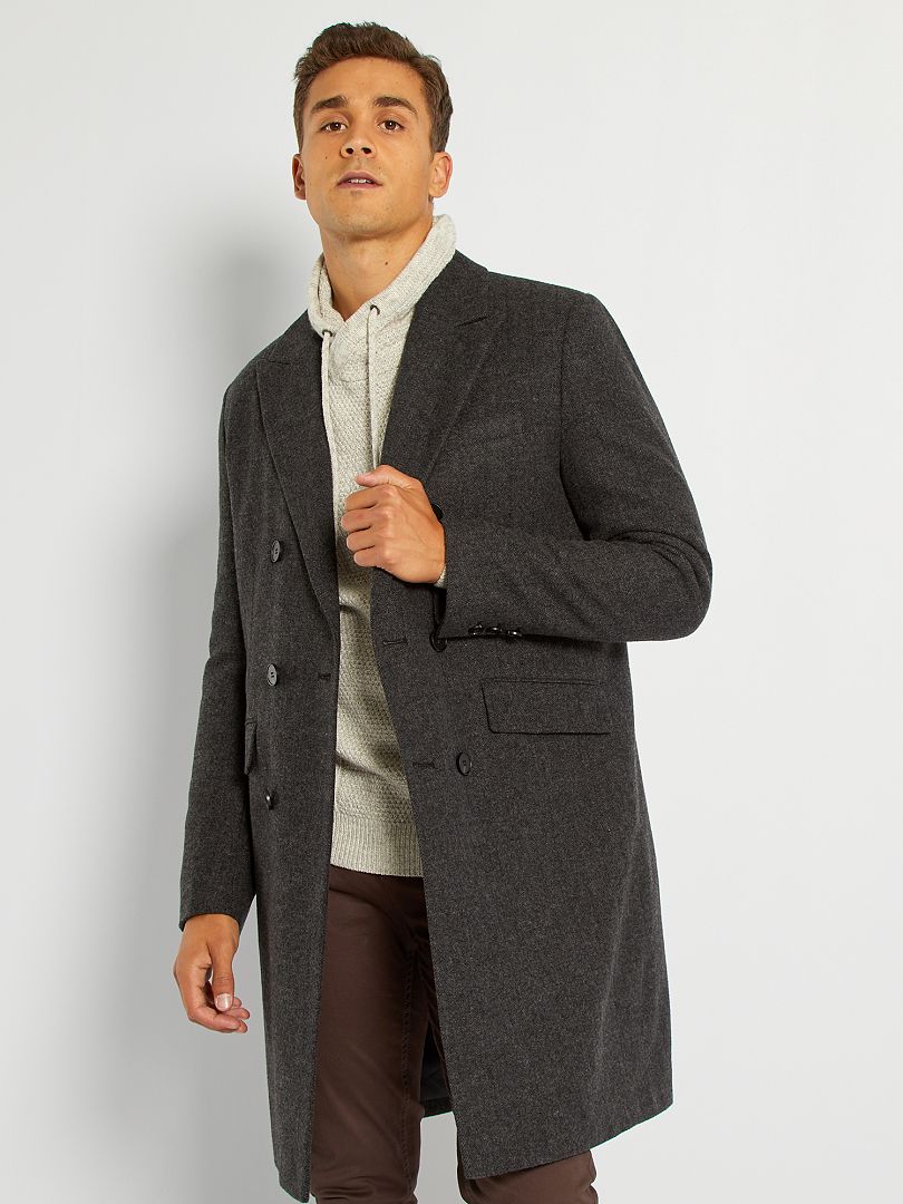 Abrigo largo estilo lana GRIS - Kiabi