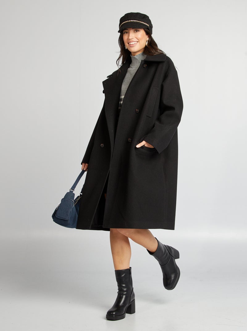 Abrigo largo forma oversize negro - Kiabi