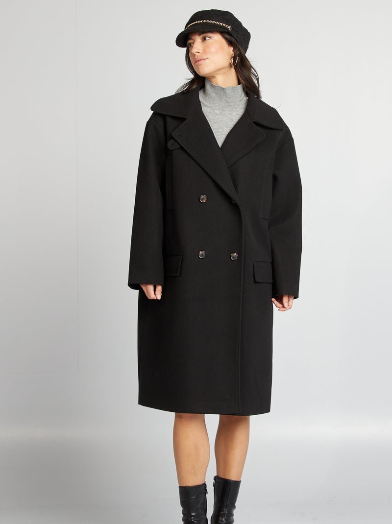Abrigo largo forma oversize negro - Kiabi