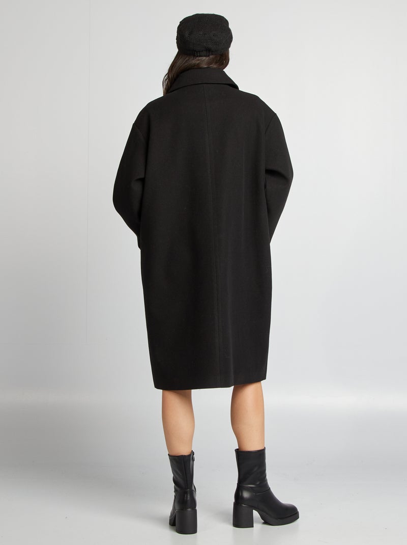 Abrigo largo forma oversize negro - Kiabi