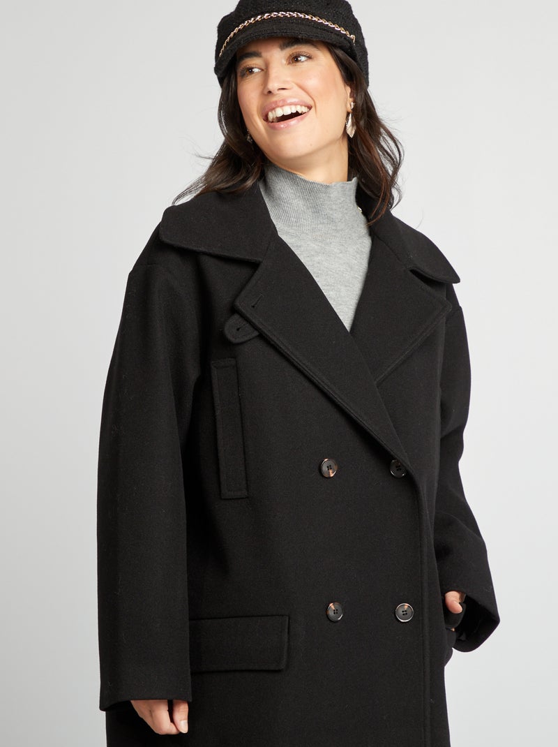Abrigo largo forma oversize negro - Kiabi