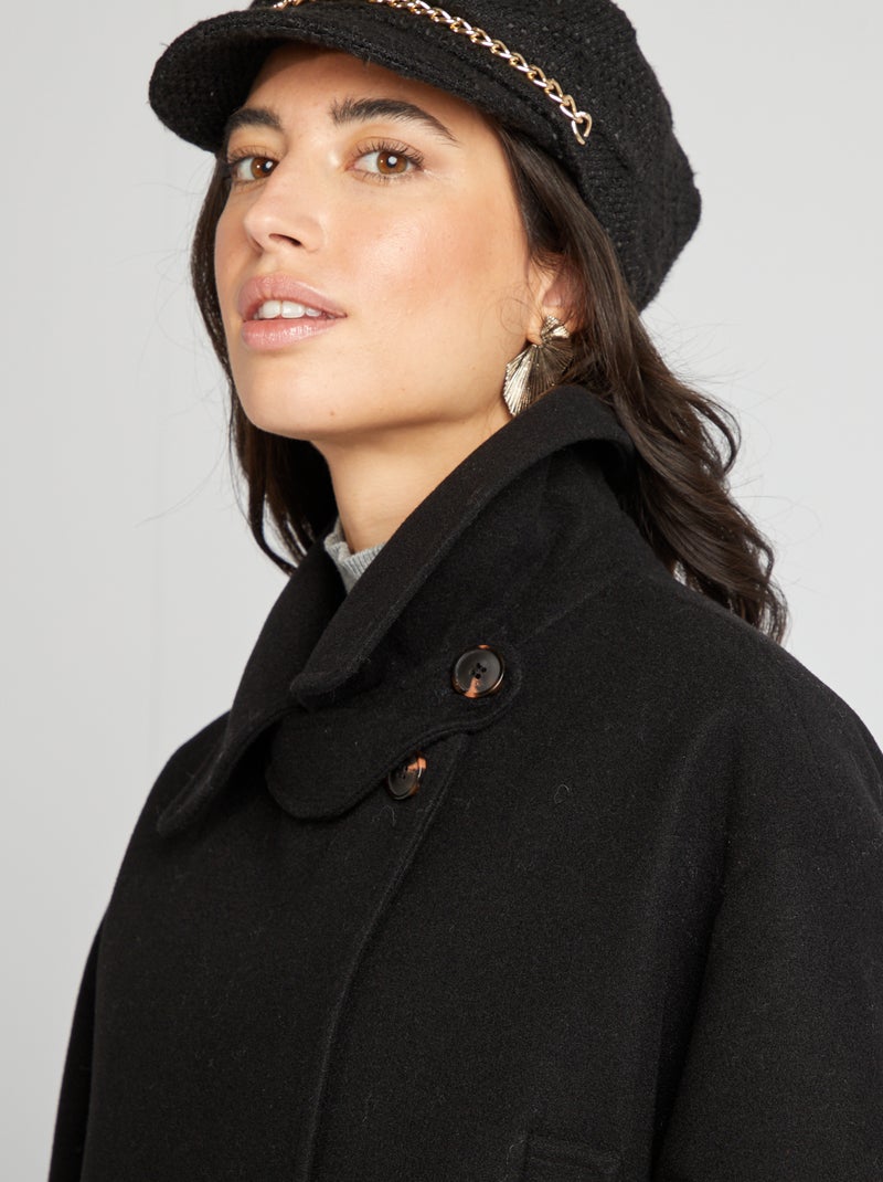 Abrigo largo forma oversize negro - Kiabi