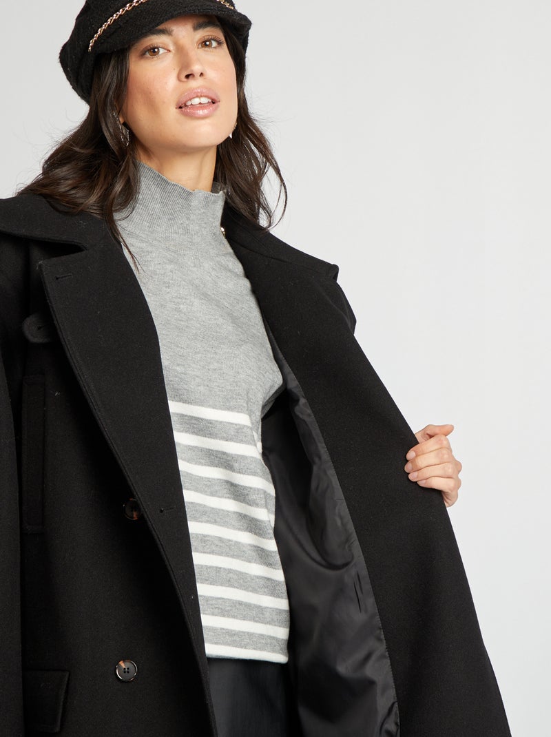 Abrigo largo forma oversize negro - Kiabi