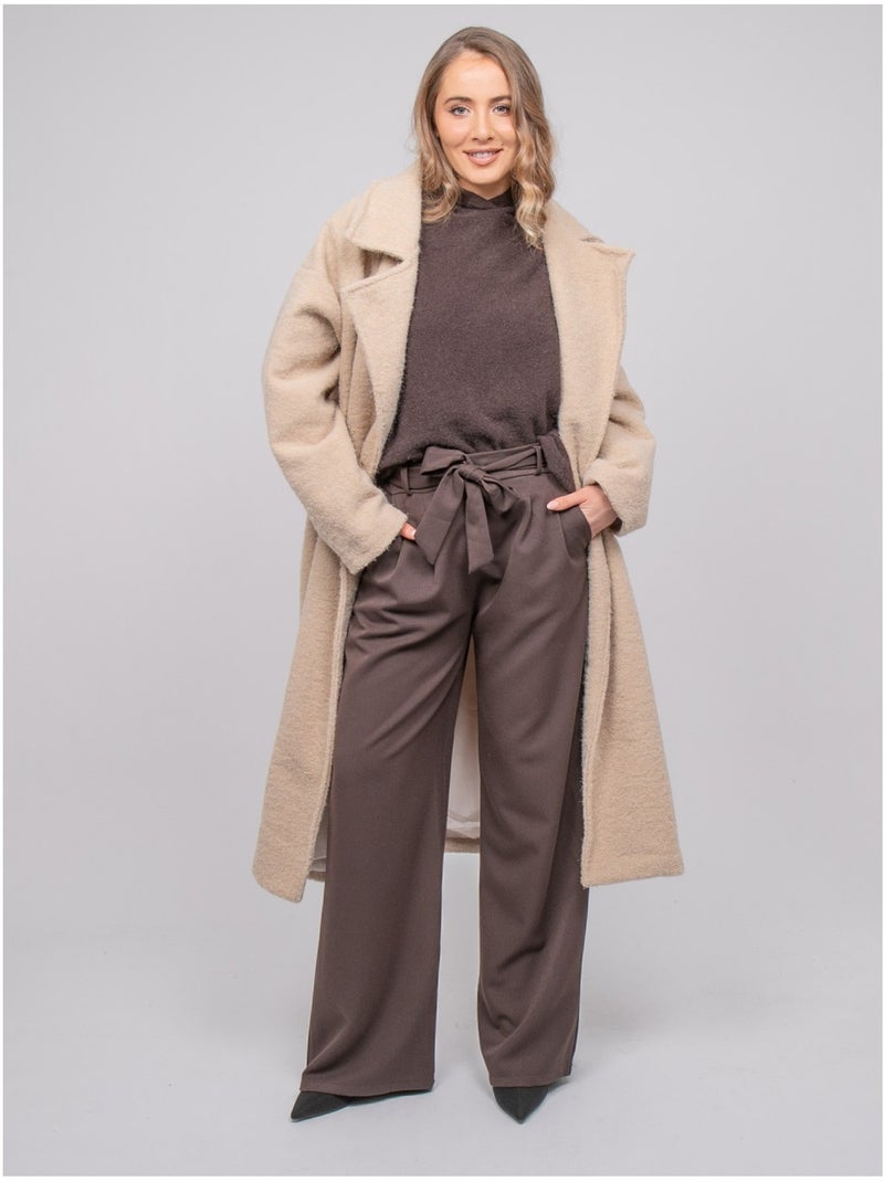 Abrigo largo oversize de punto bouclé uven Beige - Kiabi