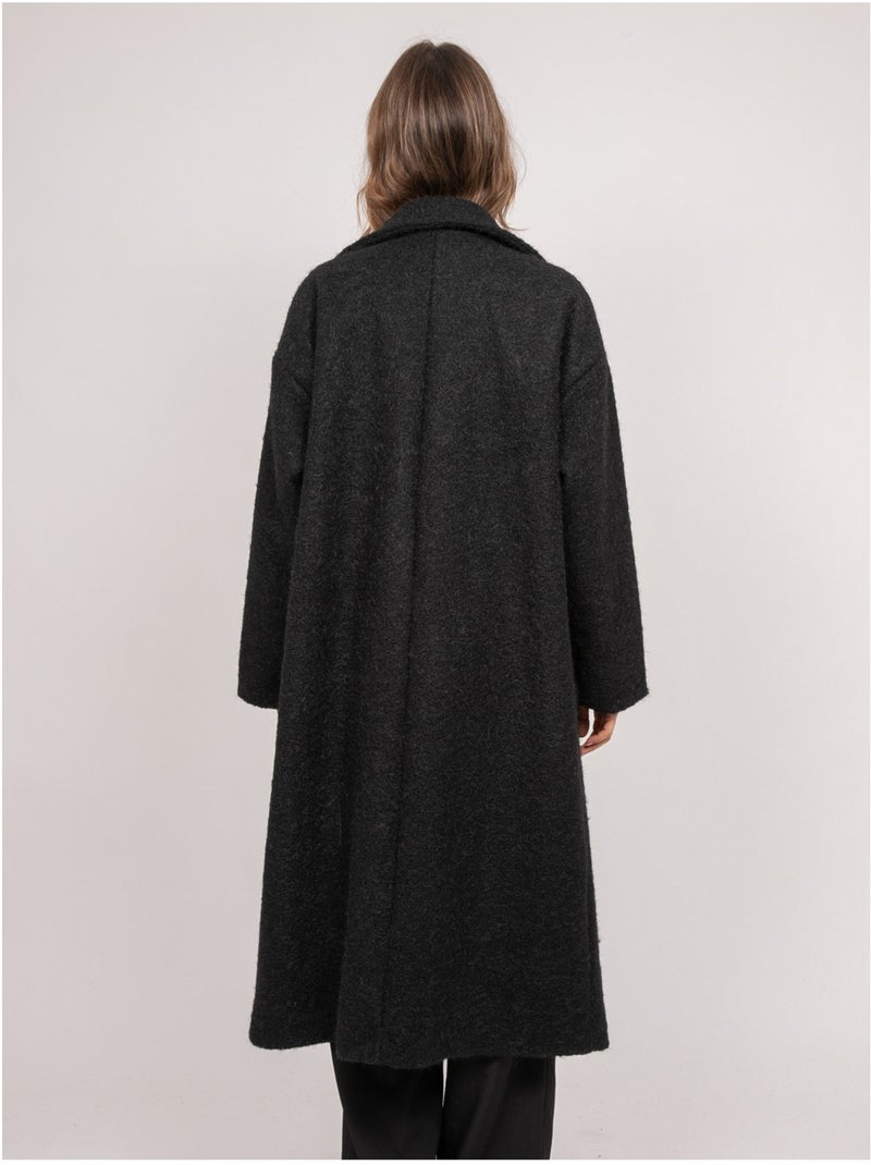 Abrigo largo oversize de punto bouclé uven Negro - Kiabi