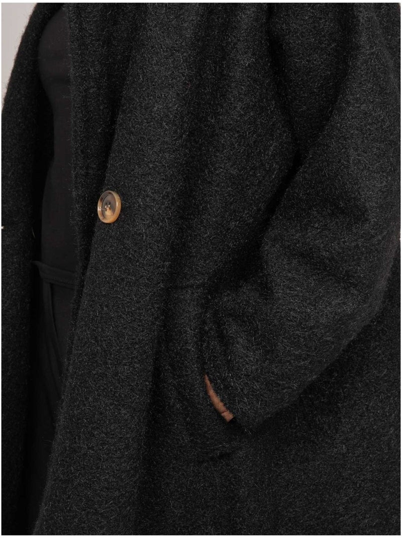 Abrigo largo oversize de punto bouclé uven Negro - Kiabi