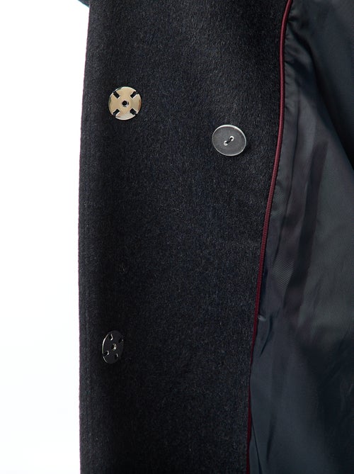 Abrigo largo tipo lana con cuello redondo y bufanda cosida - Kiabi