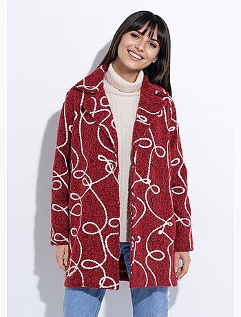 Abrigo largo y elegante de lana hervida estilo guisante - Afibel