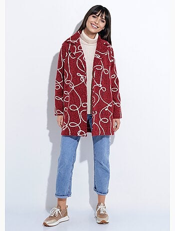 Abrigo largo y elegante de lana hervida estilo guisante - Afibel