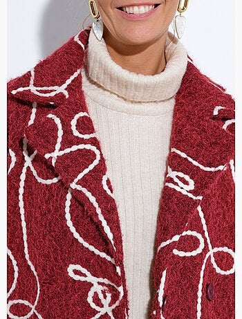 Abrigo largo y elegante de lana hervida estilo guisante - Afibel