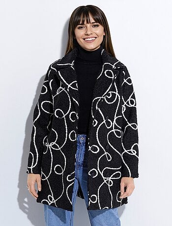 Abrigo largo y elegante de lana hervida estilo guisante - Afibel