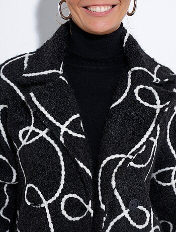 Abrigo largo y elegante de lana hervida estilo guisante - Afibel