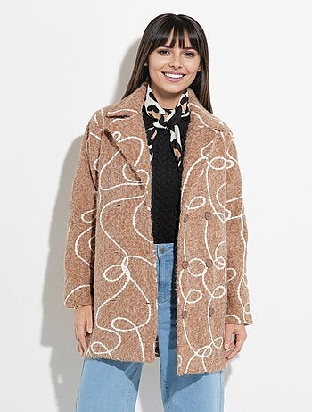 Abrigo largo y elegante de lana hervida estilo guisante