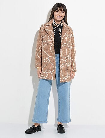 Abrigo largo y elegante de lana hervida estilo guisante