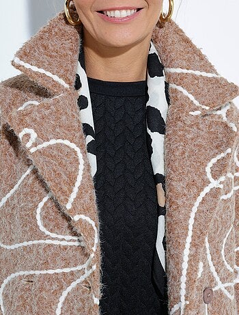 Abrigo largo y elegante de lana hervida estilo guisante