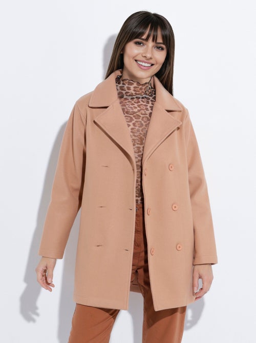 Abrigo largo y liso estilo paño de lana - Afibel - Kiabi