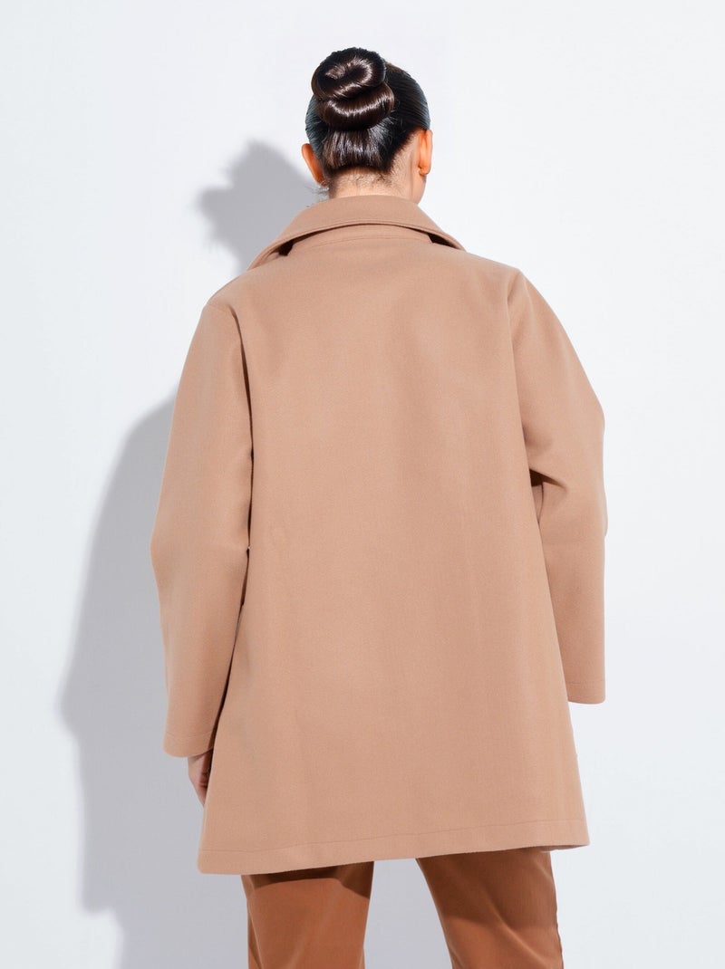 Abrigo largo y liso estilo paño de lana - Afibel Camel - Kiabi