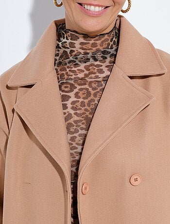 Abrigo largo y liso estilo paño de lana